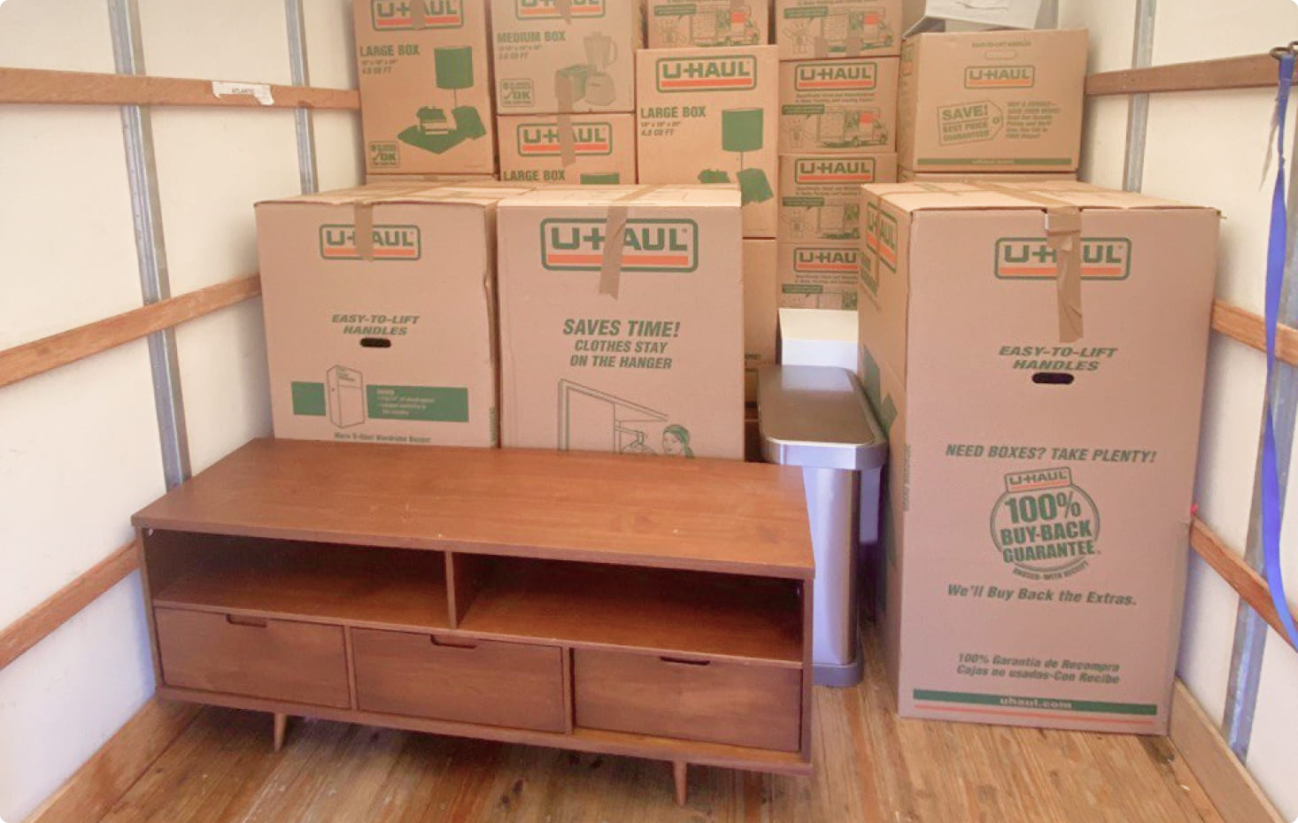 The layout of boxes in a truck